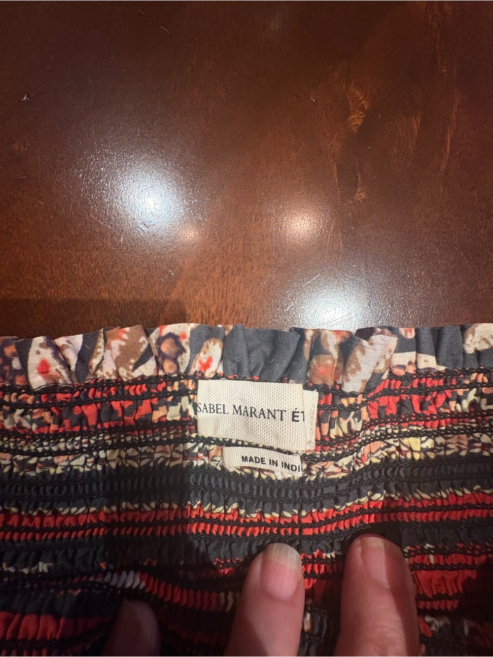 Isabel Marant Etoile Naomi Black and Coral Paisley Tiered Smocked Skirt - Picture 3 of 6